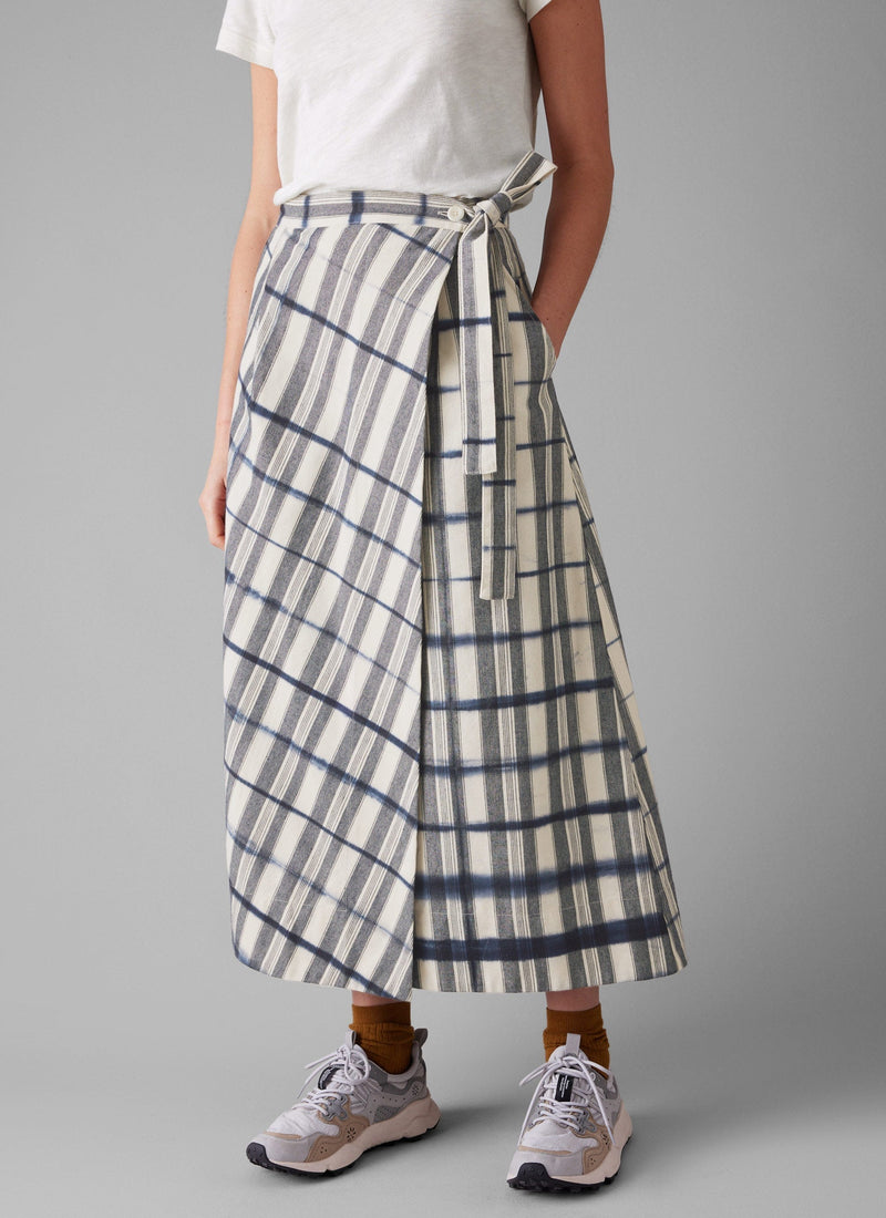 Edo Stripe Wrap Skirt | Indigo