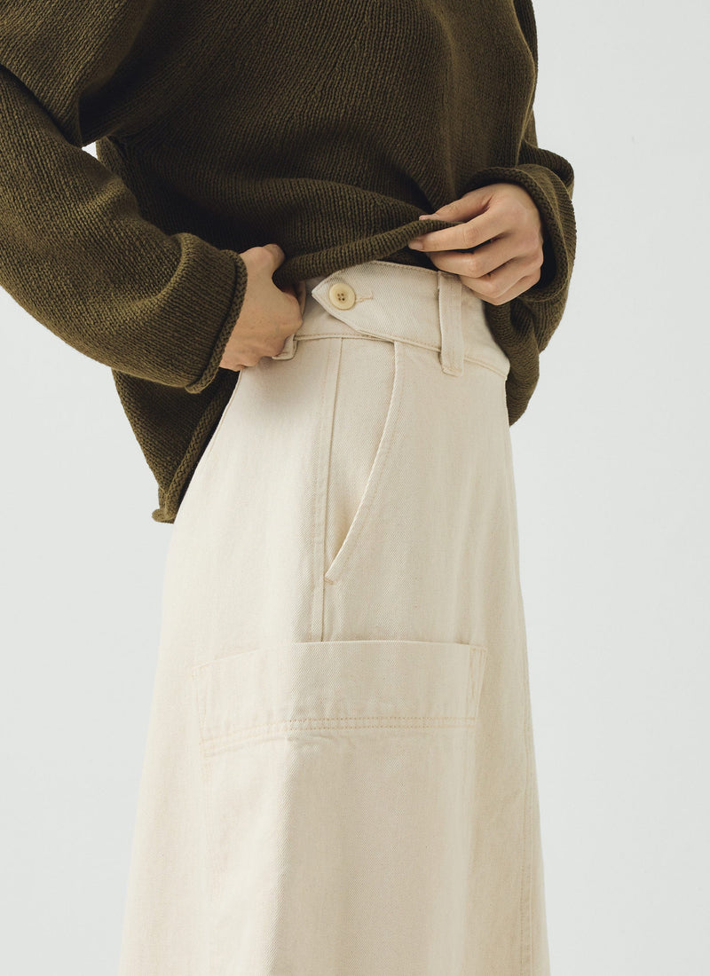 Denim Skirt | Ecru