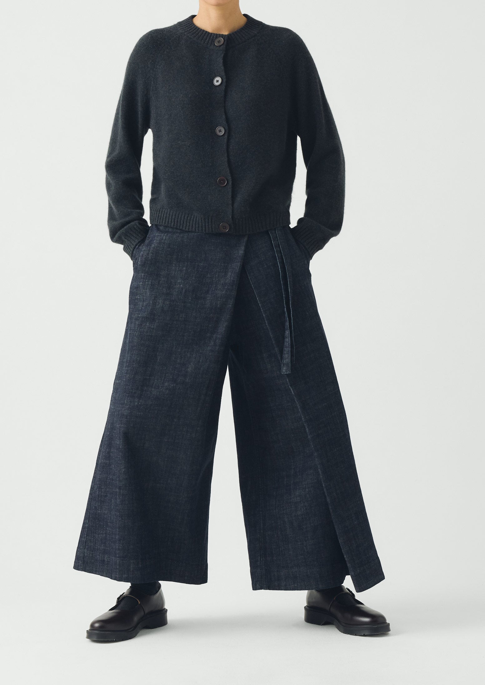 Pleated Wrap Denim Culottes | Indigo | TOAST