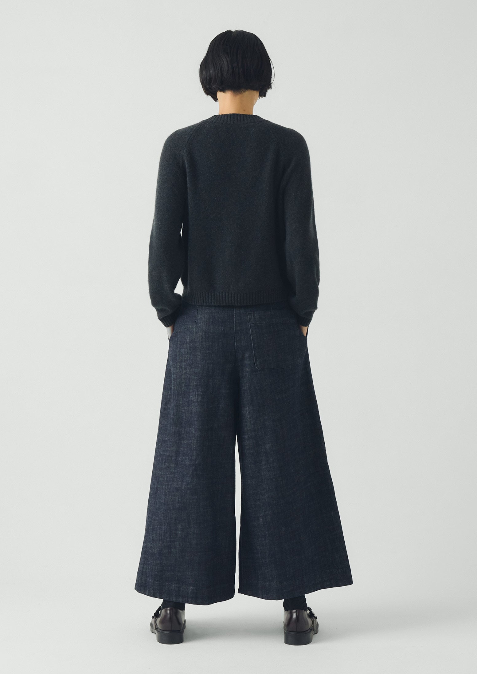 Pleated Wrap Denim Culottes | Indigo | TOAST
