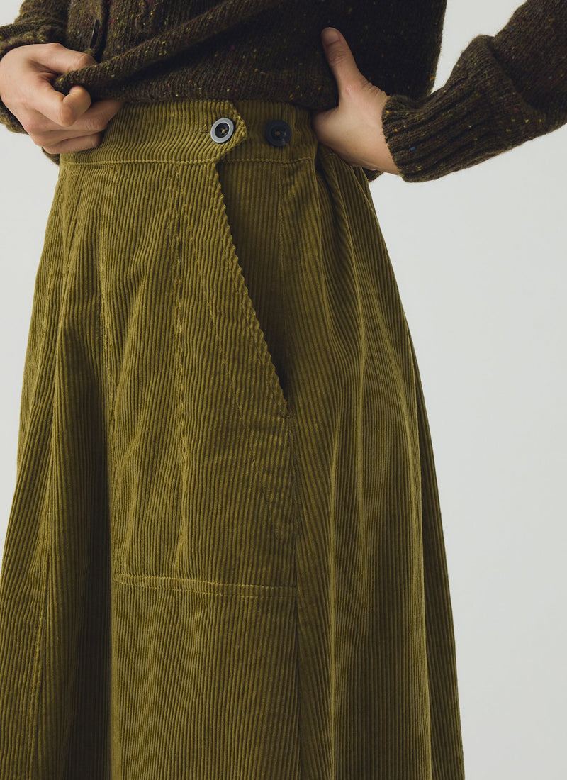 Cord A Line Skirt | Antique Olive