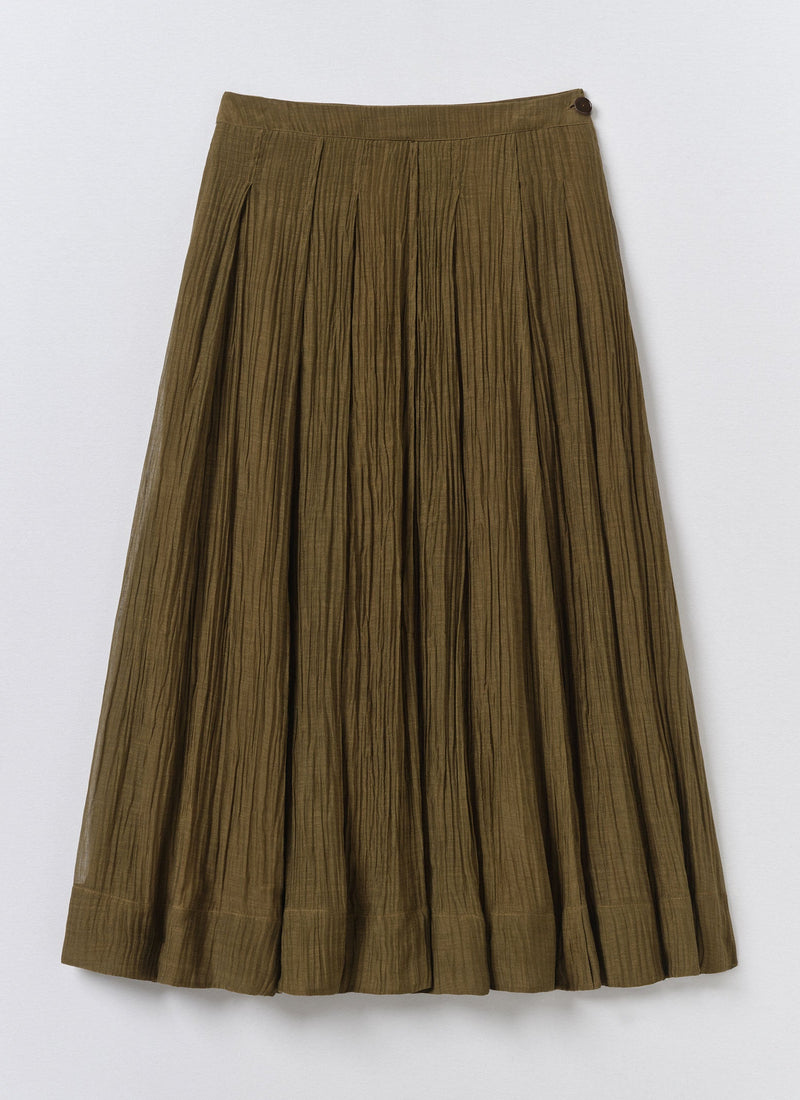 Cotton Silk Organza Skirt | Rich Olive