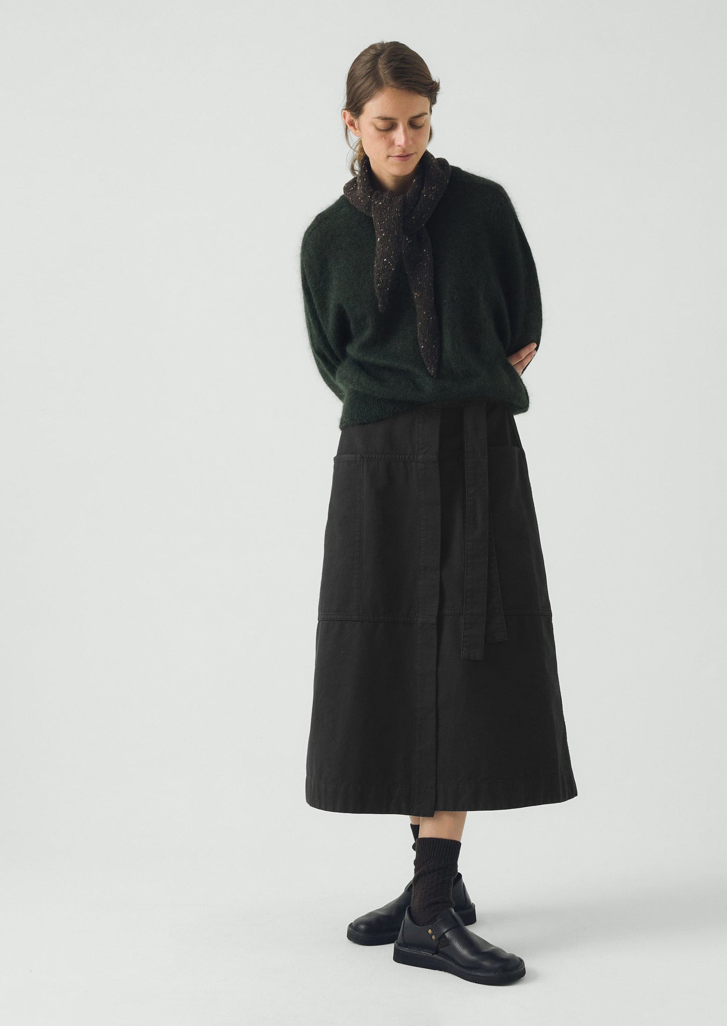 Apron Wrap Cotton Canvas Skirt | Slate