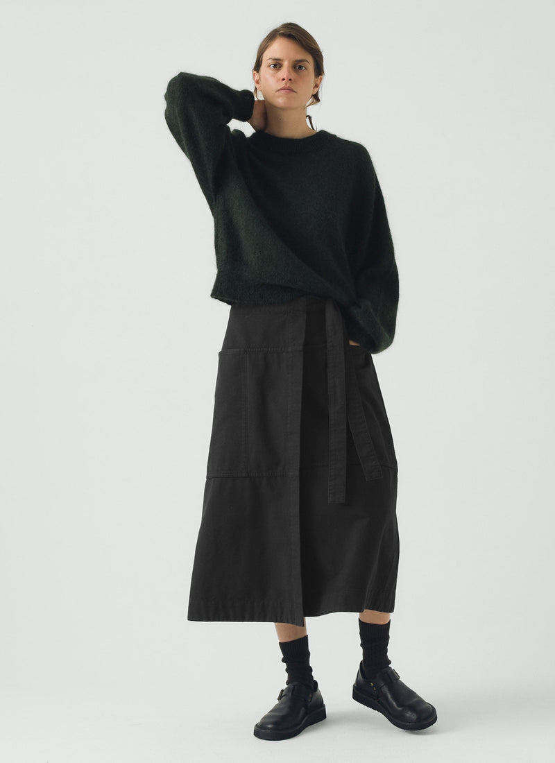 Apron Wrap Cotton Canvas Skirt | Slate