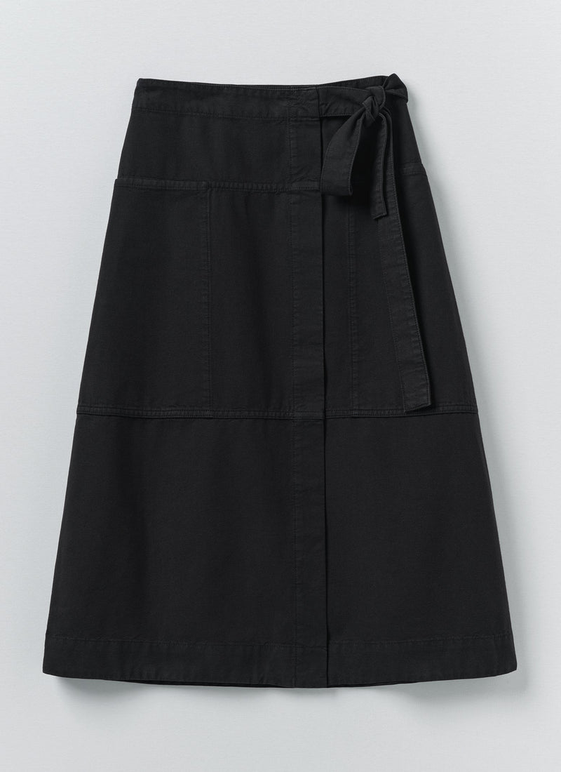 Apron Wrap Cotton Canvas Skirt | Slate