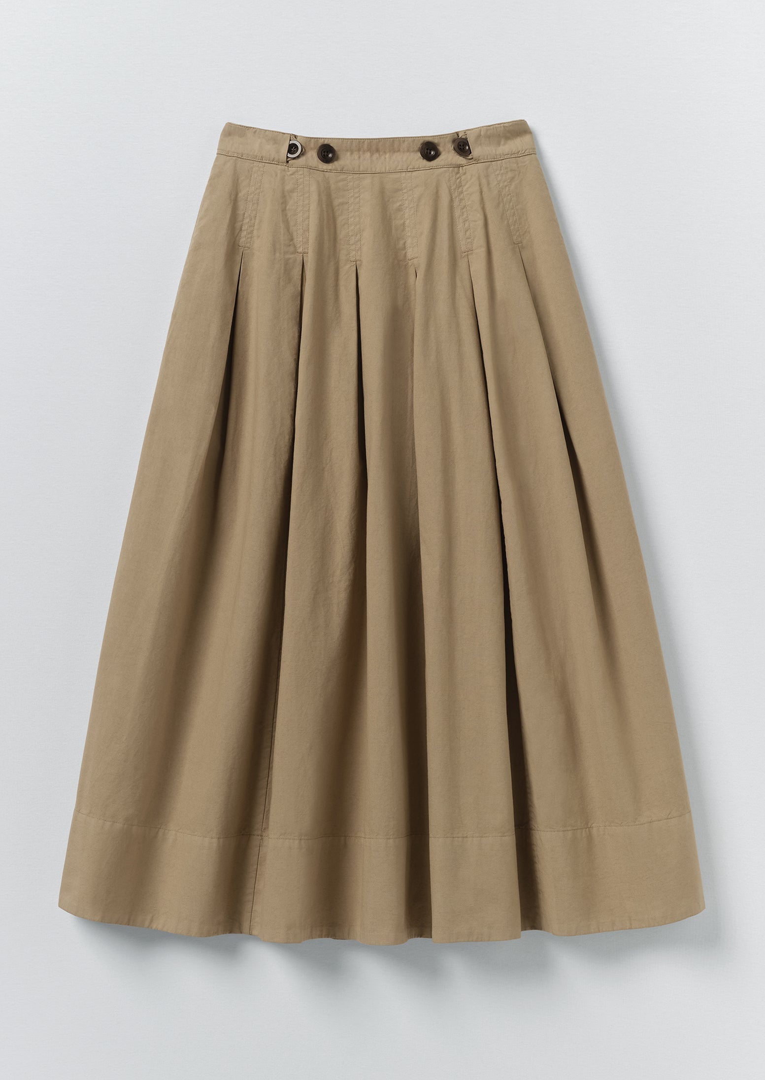 Pleated Cotton Linen Poplin Skirt | Ash Brown | TOAST