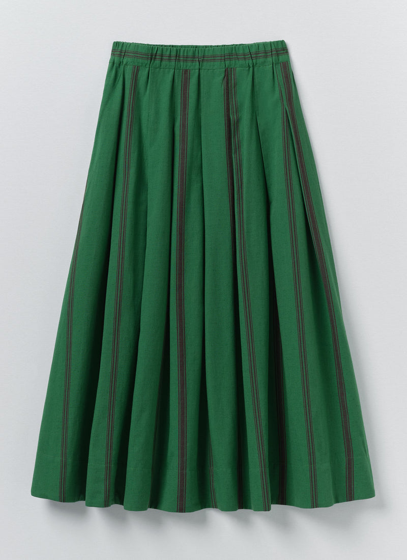 Tea Towel Stripe Cotton Skirt | Sea Green