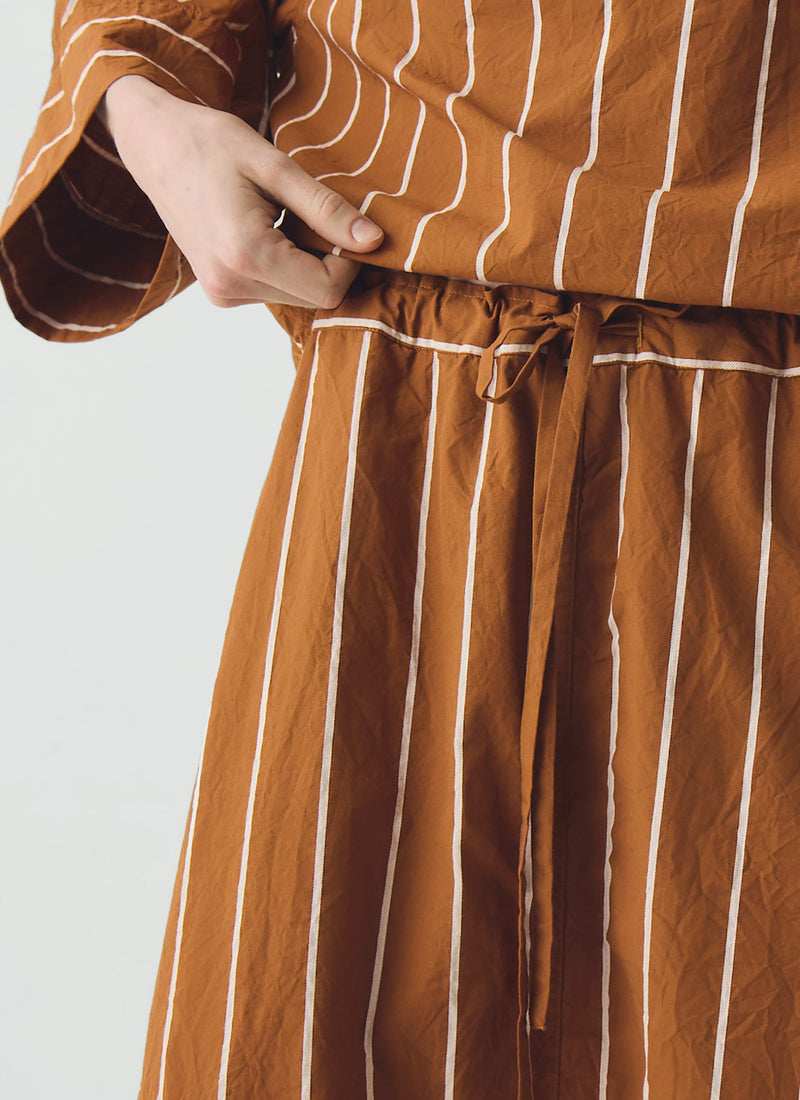 Garland Stripe Cotton Skirt | Copper/Ecru