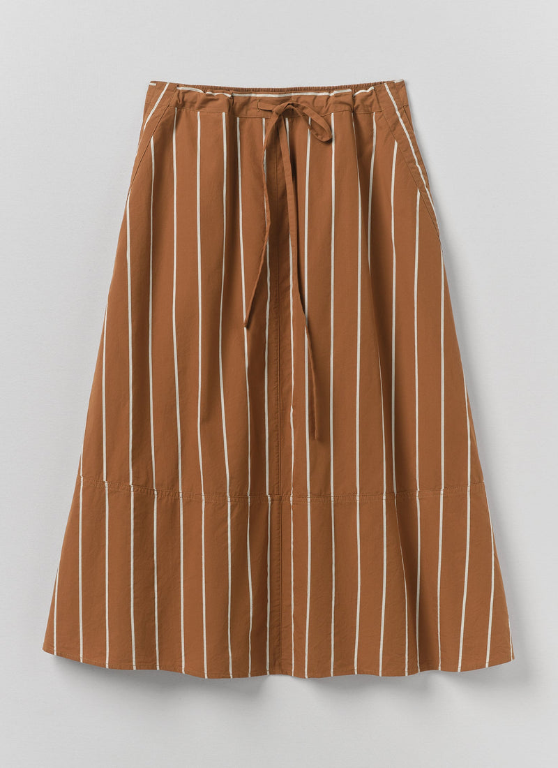 Garland Stripe Cotton Skirt | Copper/Ecru