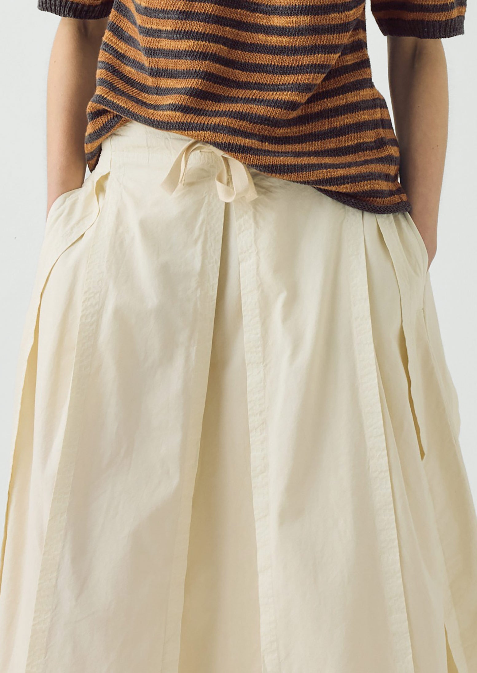Cotton Linen Poplin Box Pleat Skirt | Ecru | TOAST
