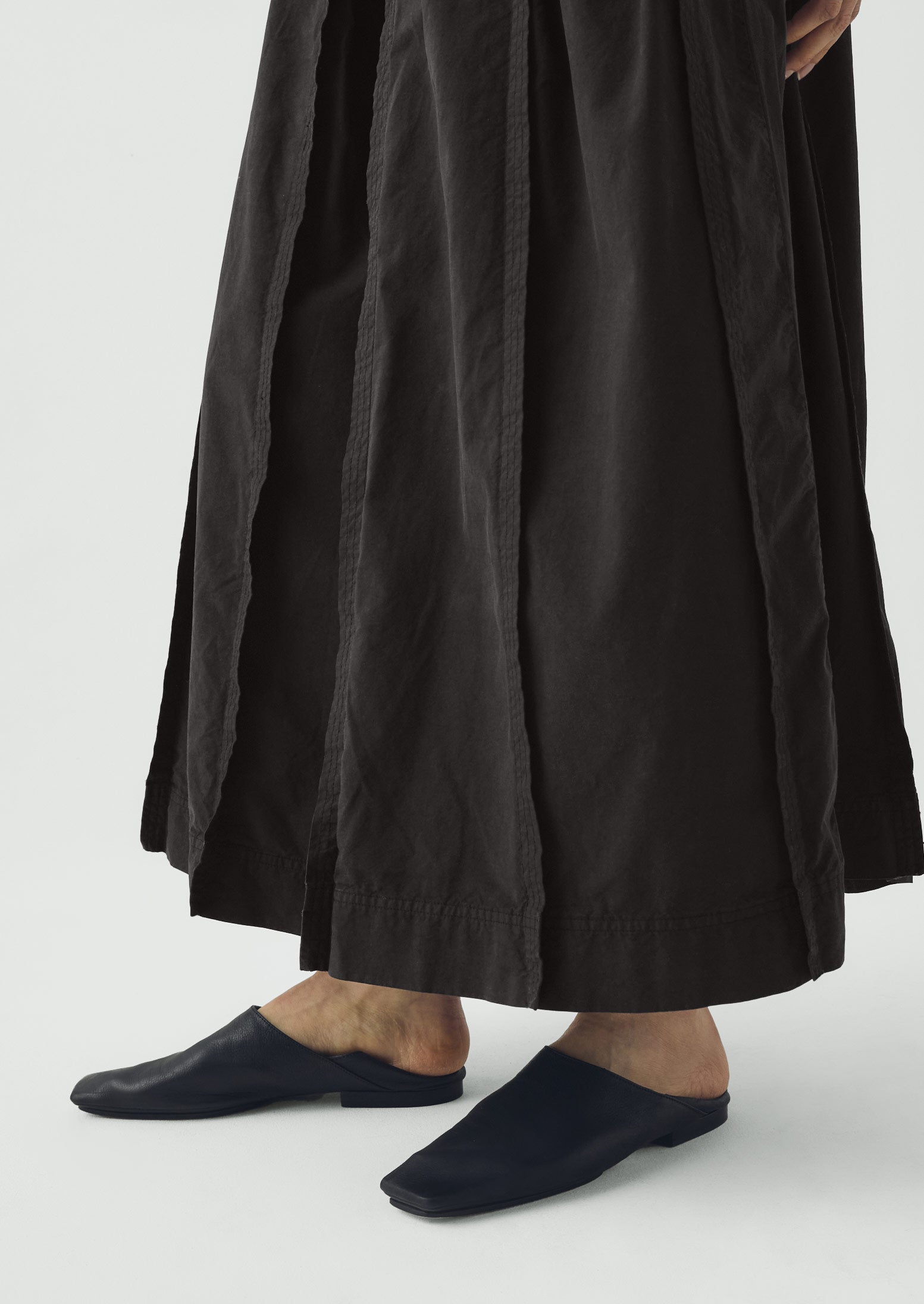 Cotton Linen Poplin Box Pleat Skirt | Slate | TOAST