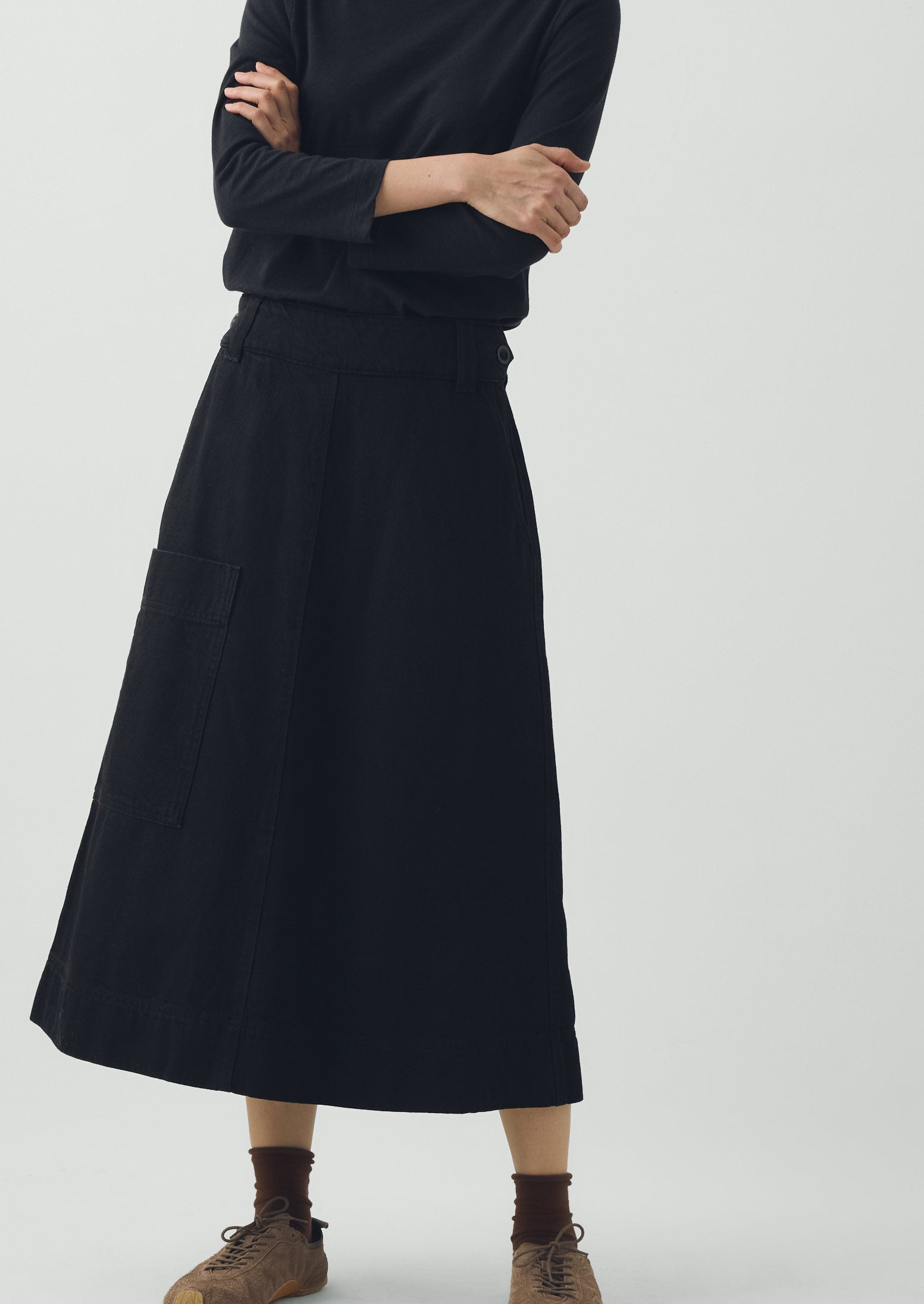 Washed Black Denim Skirt | Carbon Black | TOAST