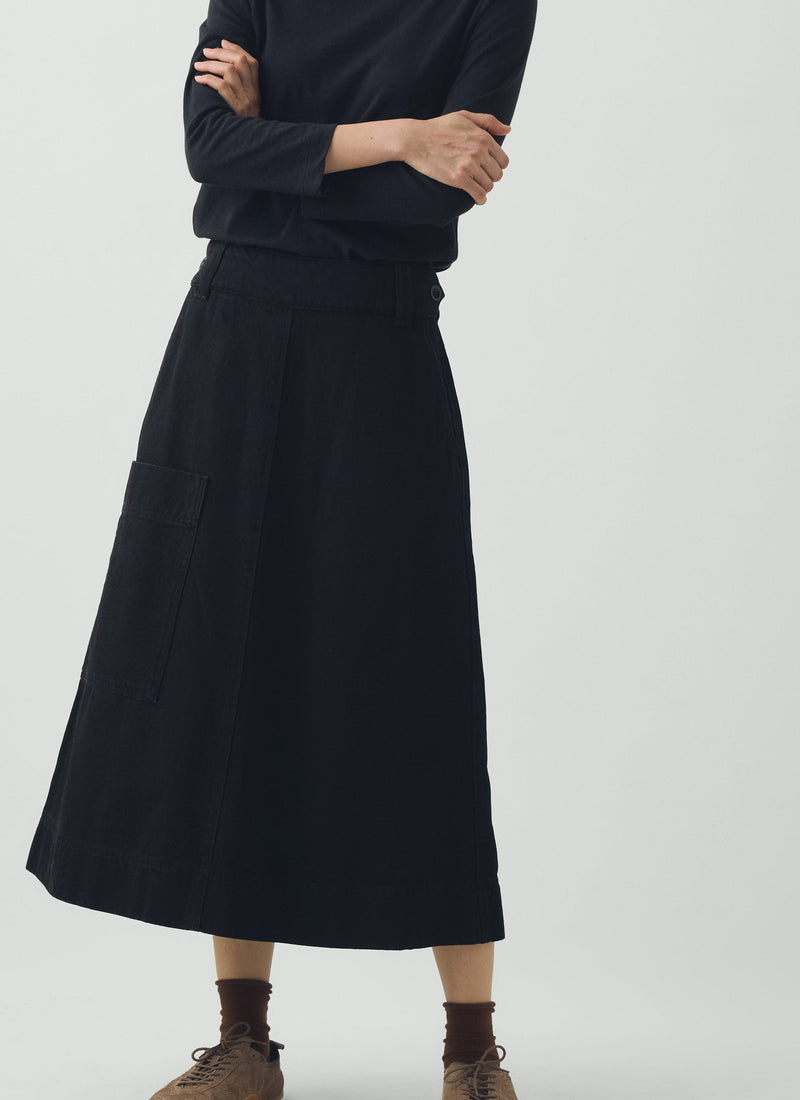 Washed Black Denim Skirt | Carbon Black
