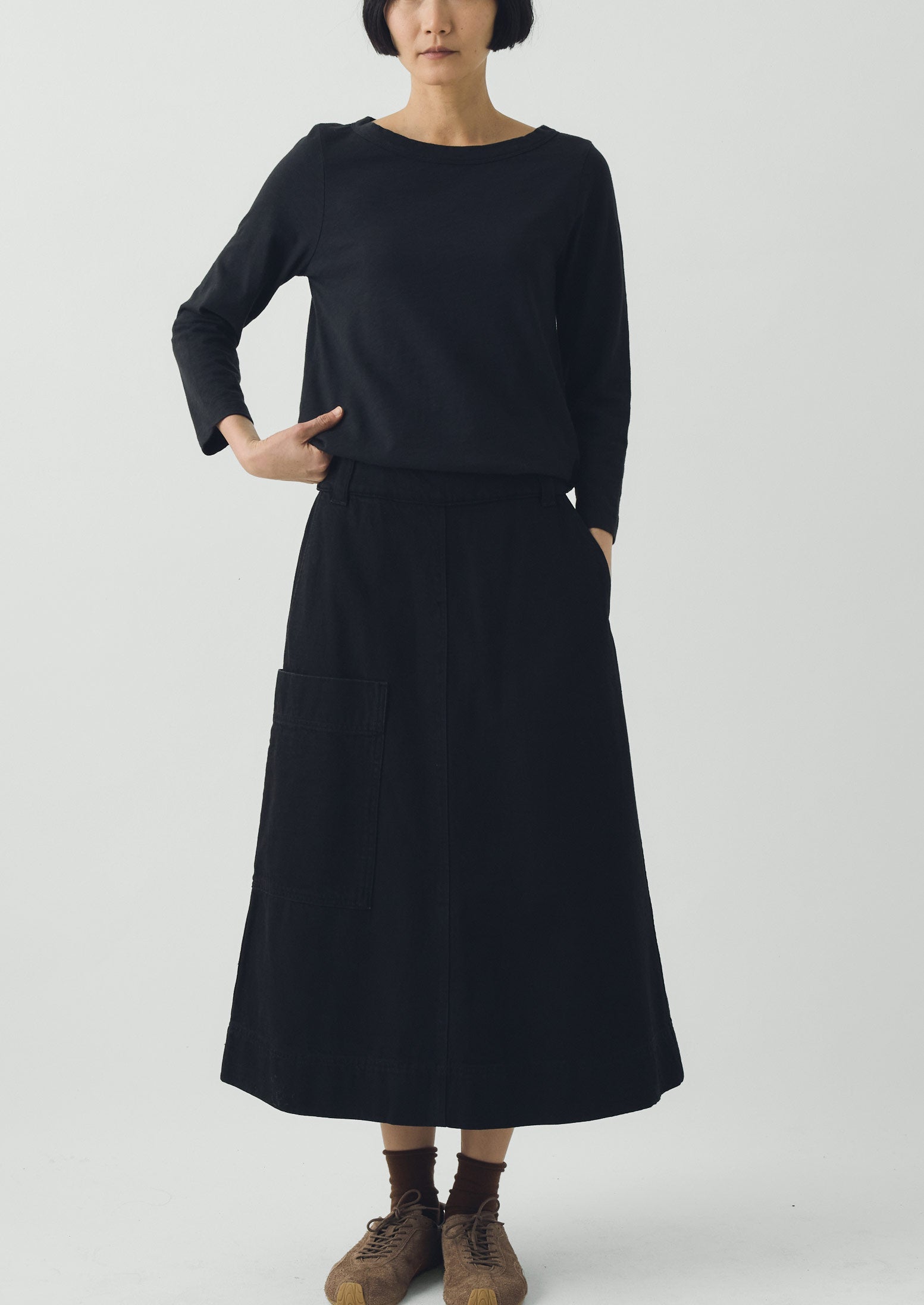 Washed Black Denim Skirt | Carbon Black | TOAST