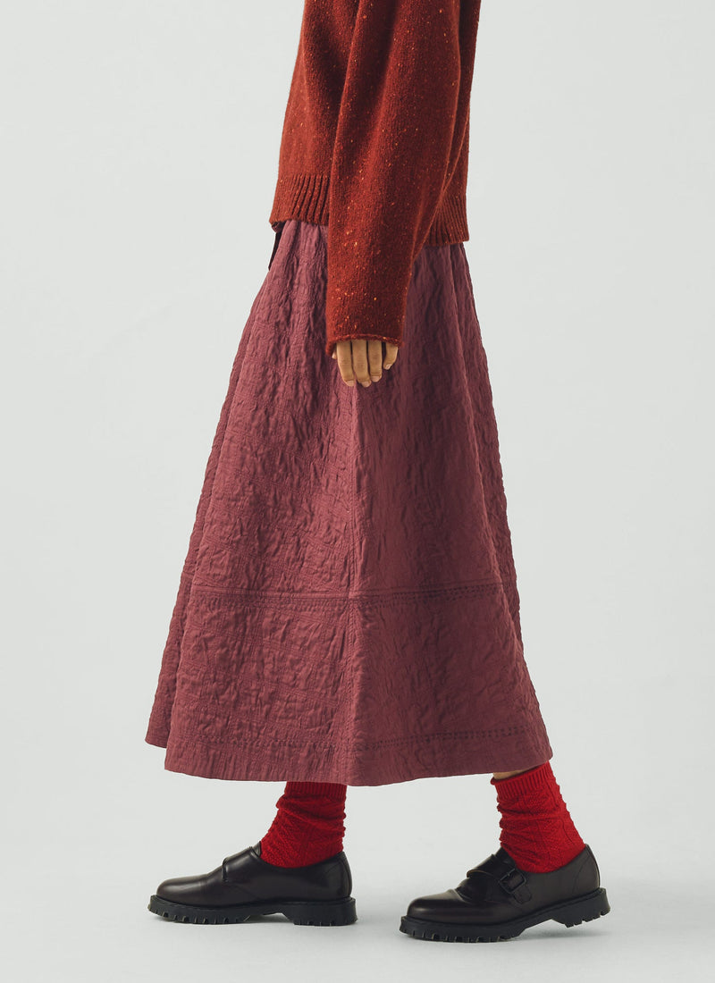 Patched Quilting Cotton Satin Skirt | Sumac