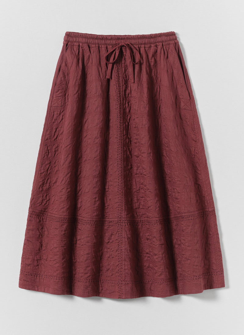 Patched Quilting Cotton Satin Skirt | Sumac