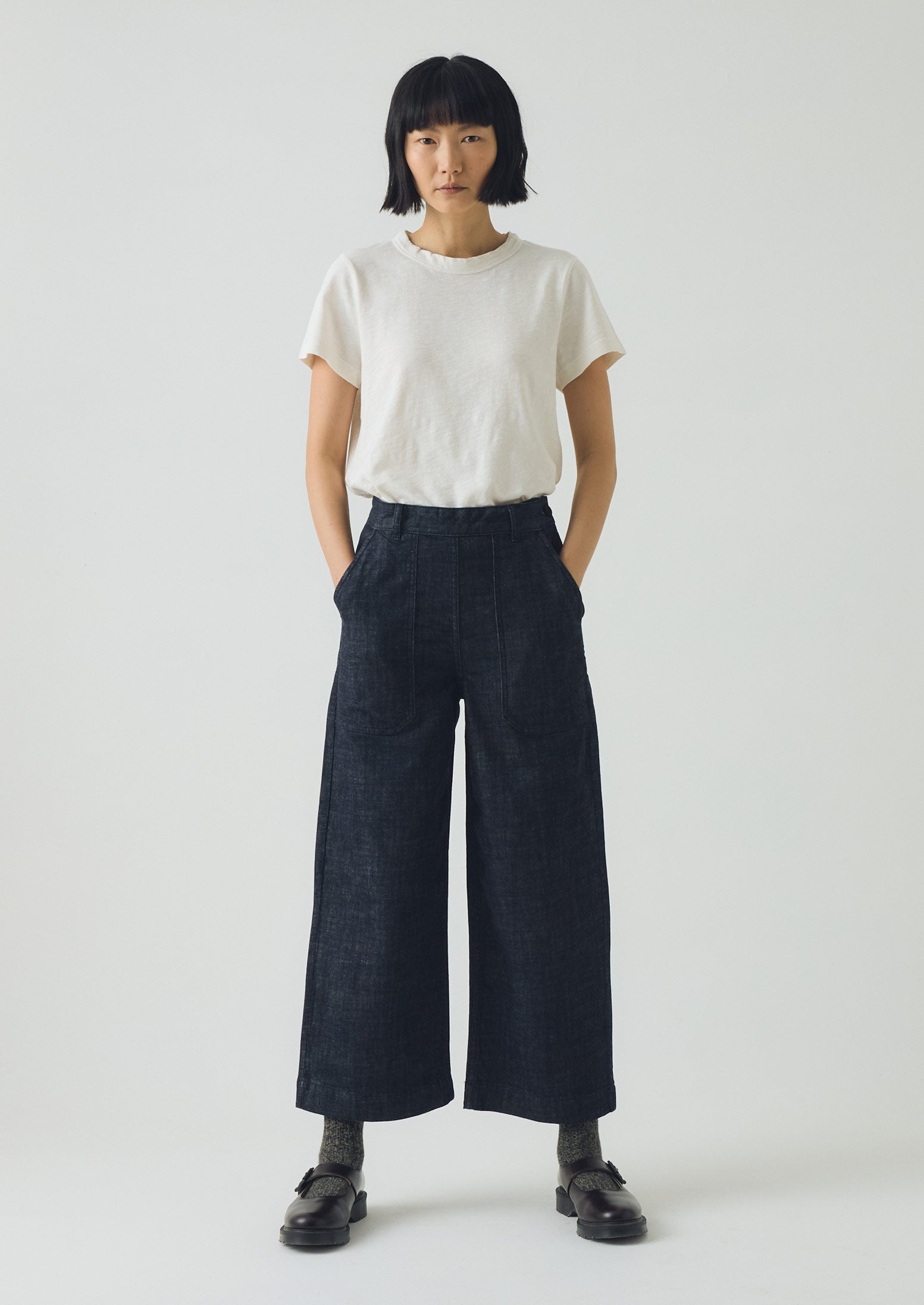 Annie Denim Side Button Jeans | Indigo | TOAST