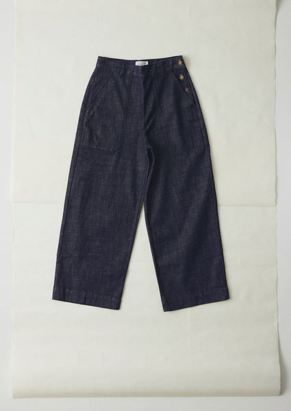 Annie Denim Side Button Jeans | Indigo | TOAST