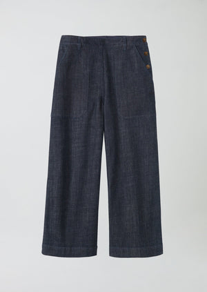 Annie Organic Denim Side Button Jeans | Indigo