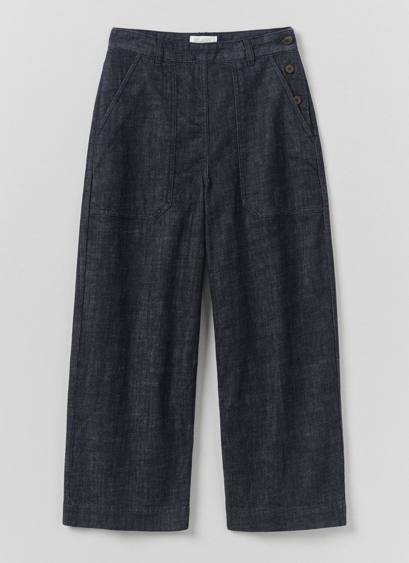Annie Organic Denim Side Button Jeans | Indigo
