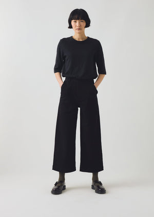 Annie Organic Denim Side Button Jeans | Black | TOAST