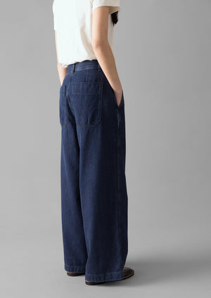 Seren Flat Front Indigo Denim Pants | Indigo