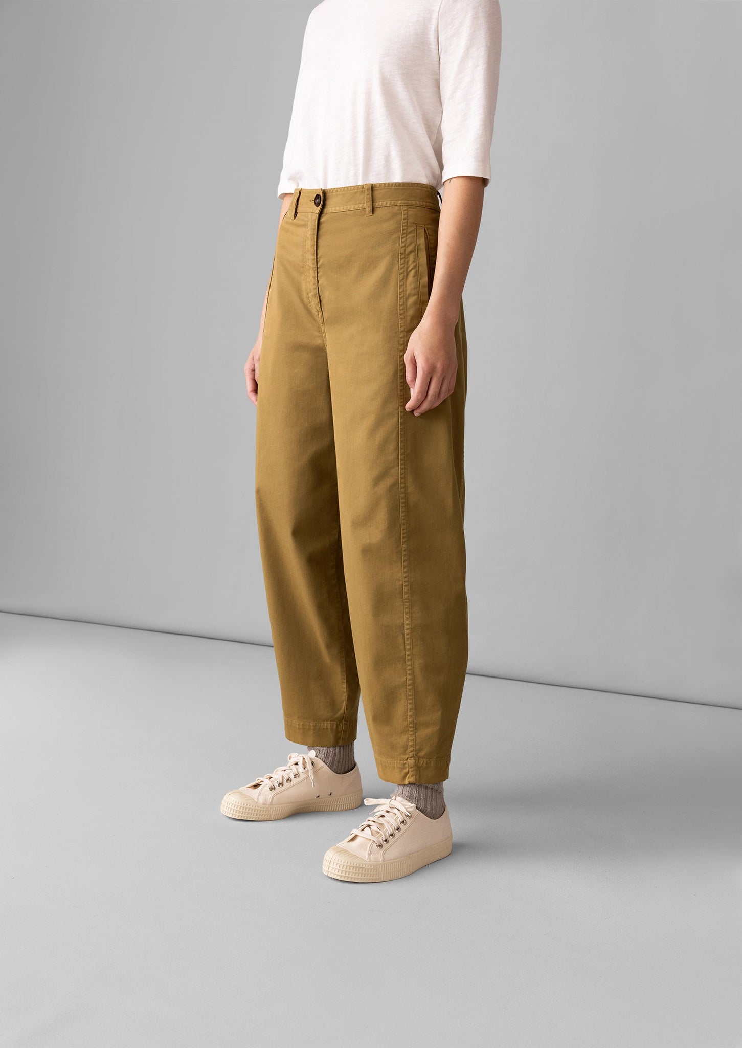 Kathe Flat Front Cotton Twill Pants | Harvest