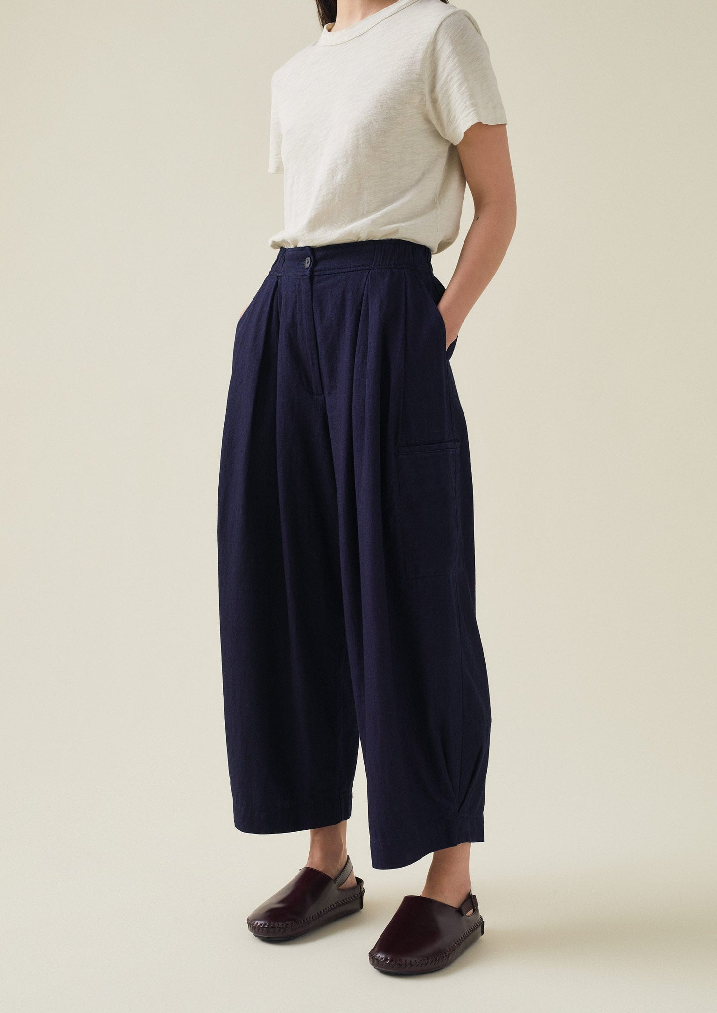 Wide-Leg Cotton-Twill Trousers