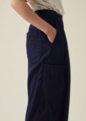 Indigo Cotton Twill Wide Leg Pants | Indigo