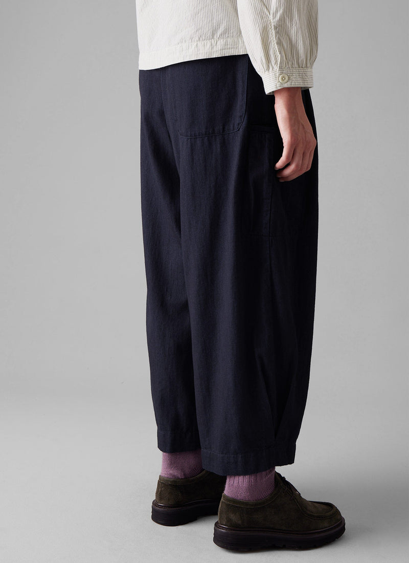 Indigo Twill Wide Leg Trousers | Indigo
