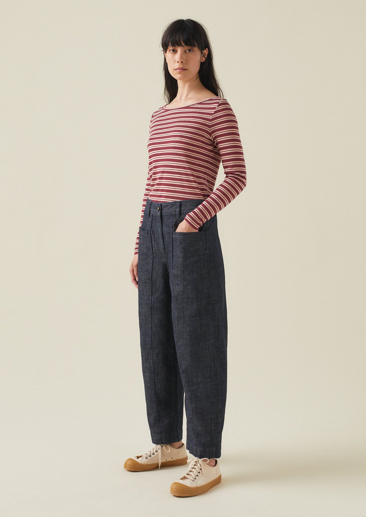 Panelled Organic Indigo Denim Pants | Indigo