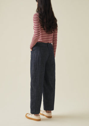 Panelled Organic Indigo Denim Pants | Indigo