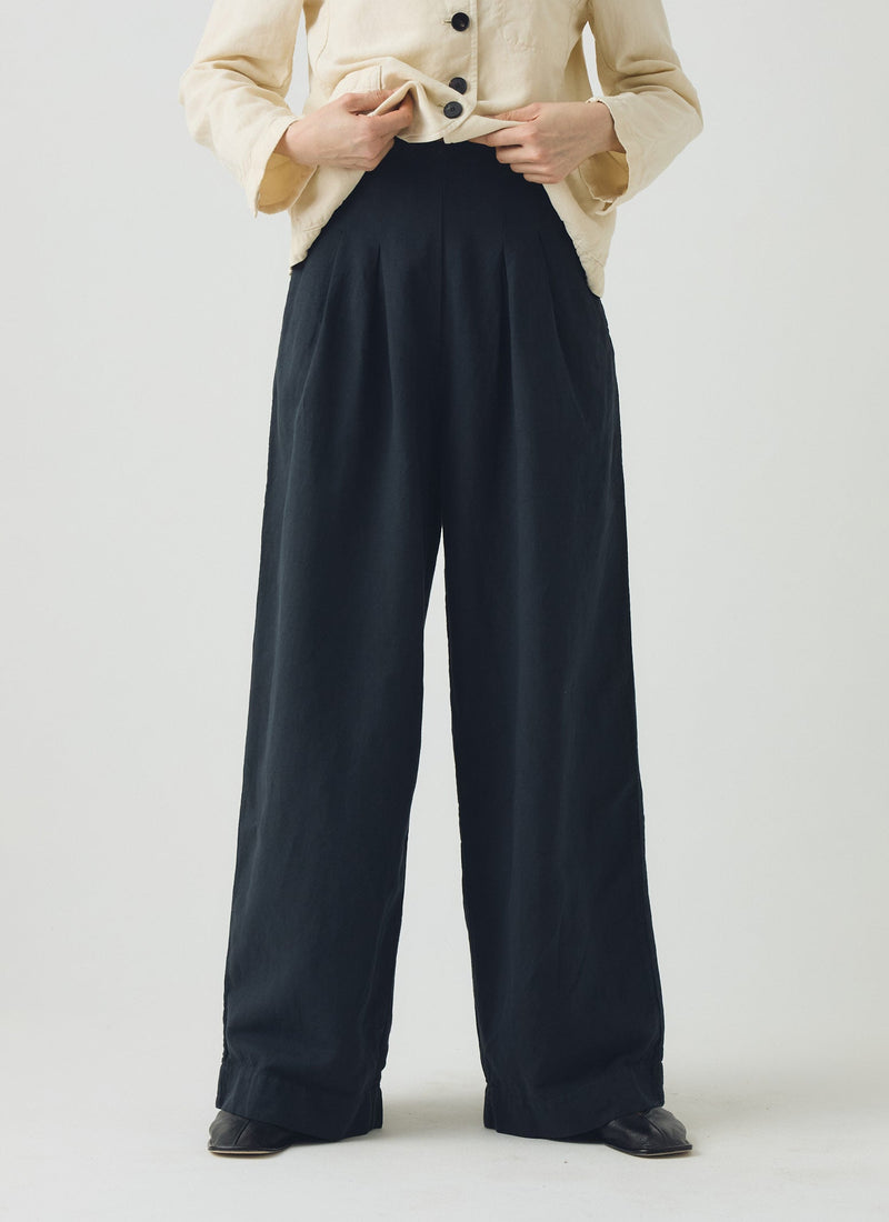 Corinne Cotton Linen Wide Leg Pants | Slate Navy