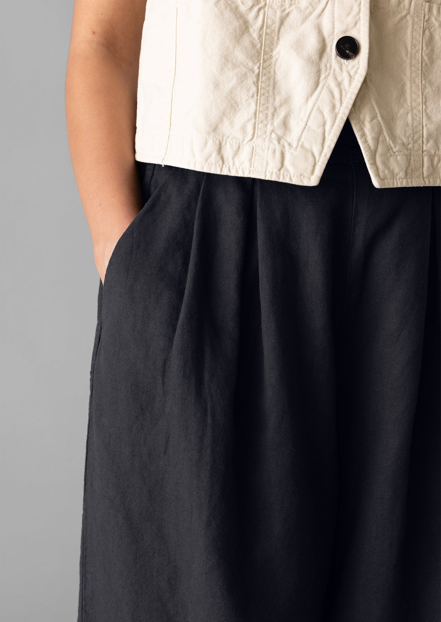 Cotton Linen Wide Leg Pants | Slate Navy