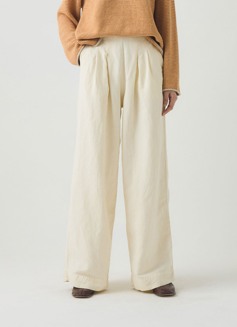 Corinne Cotton Linen Wide Leg Pants | Parchment