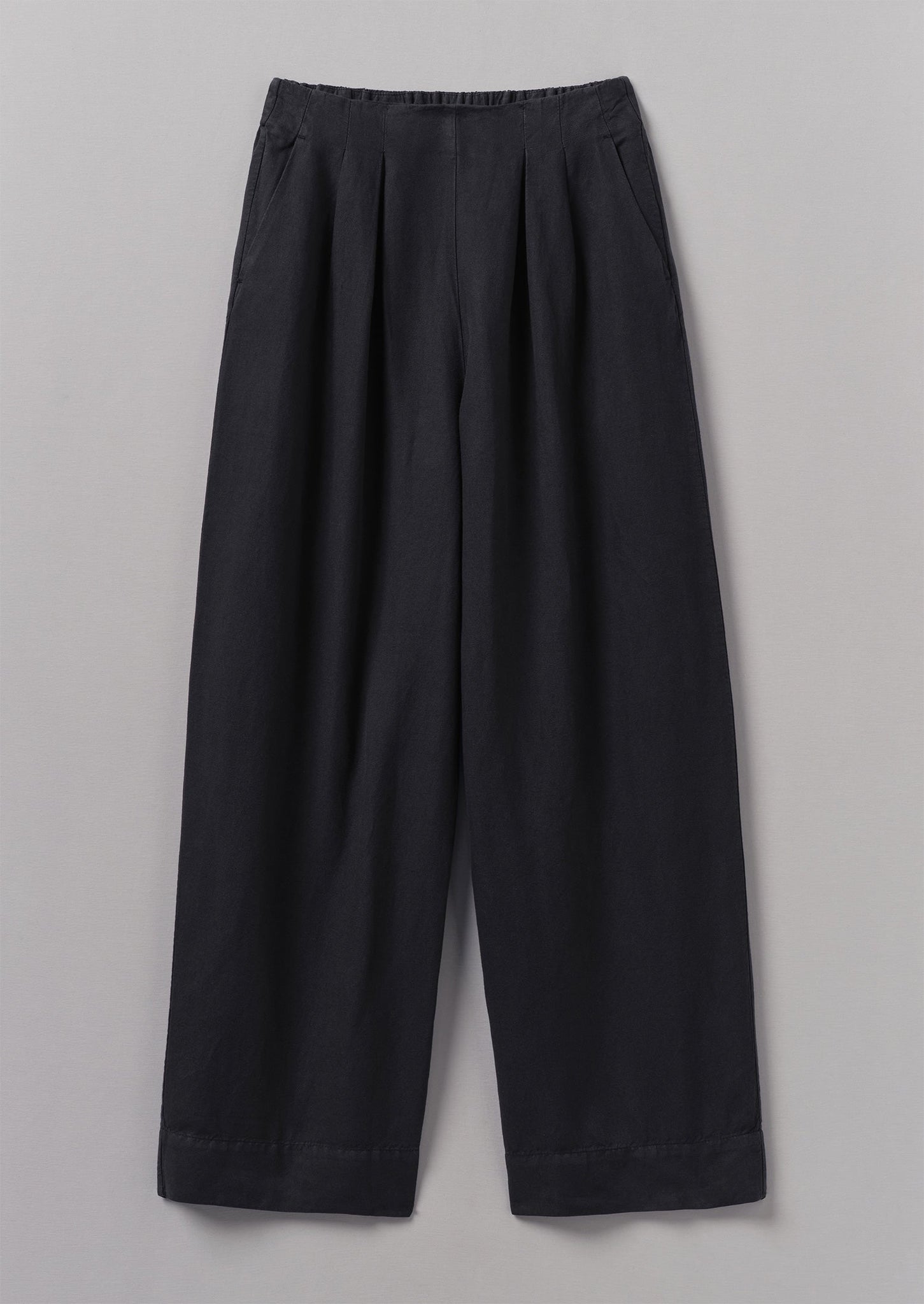 Navy linen wide leg trousers best sale