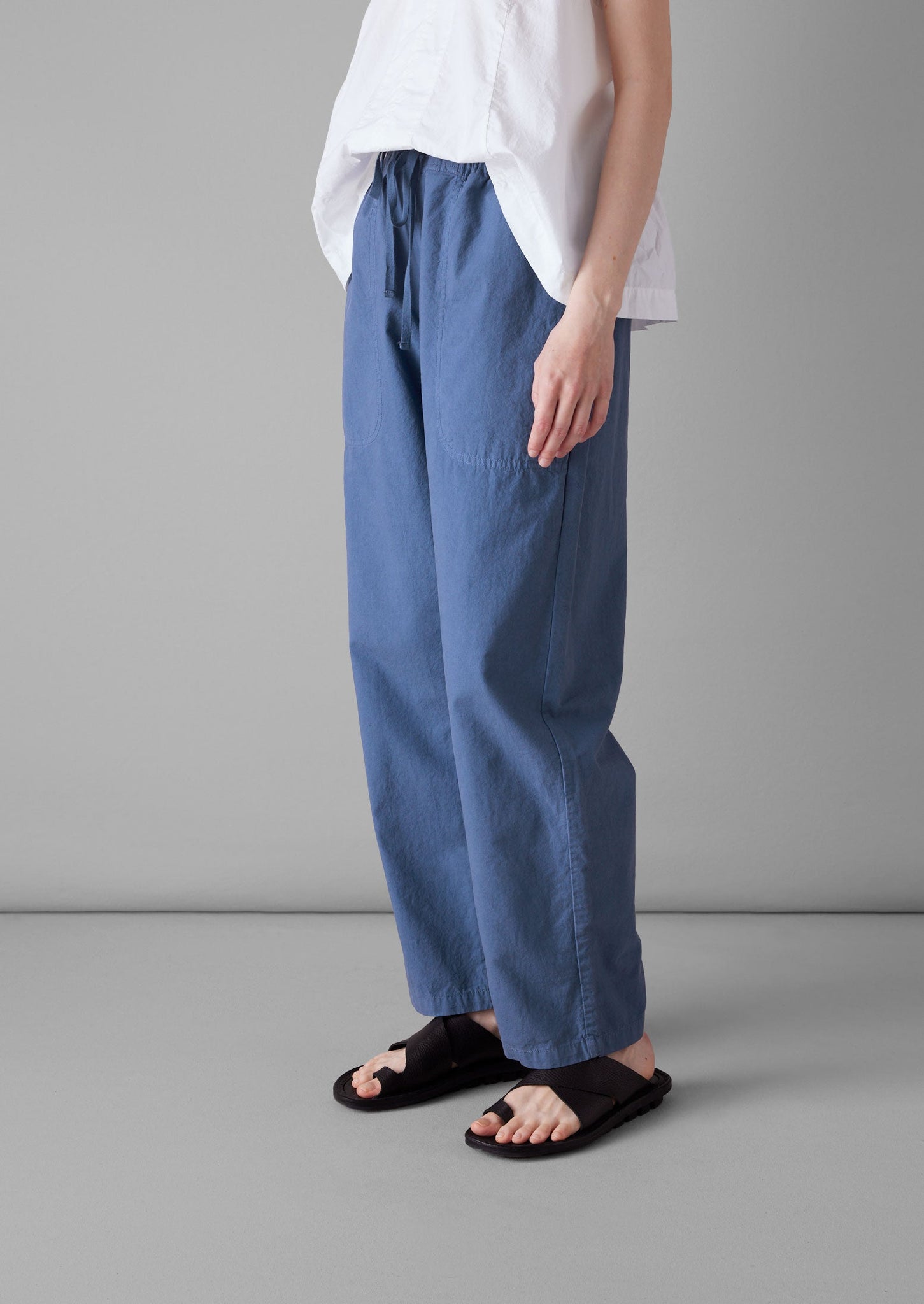 Suki Panelled Cotton Linen Pants | Smock Blue