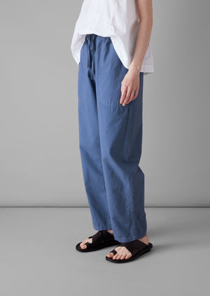 Suki Panelled Cotton Linen Pants | Smock Blue