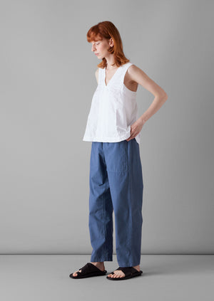 Suki Panelled Cotton Linen Pants | Smock Blue