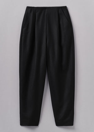 Wool Flannel Pleat Front Pants | Black