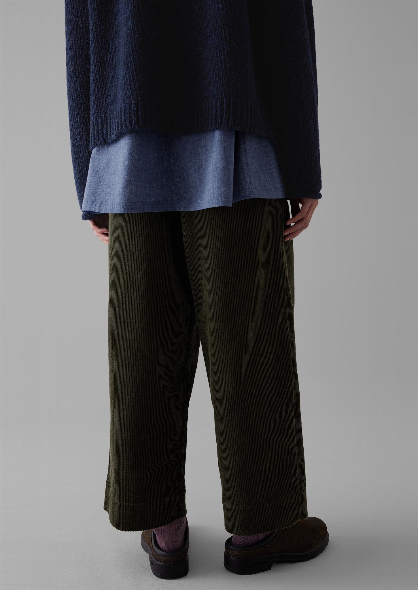 Organic Cord Pleat Front Pants | Seaweed