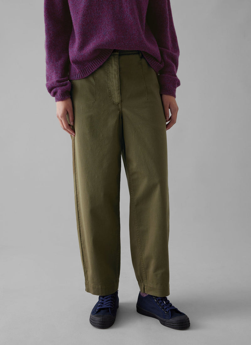 Darted Cotton Twill Pants | Phosphorite Green