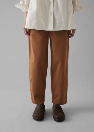 Darted Cotton Twill Pants | Russet