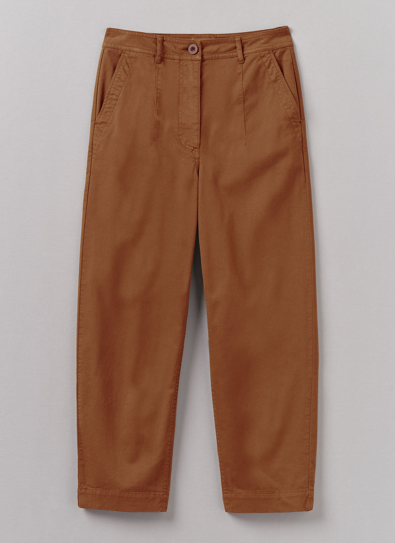 Darted Cotton Twill Pants | Russet