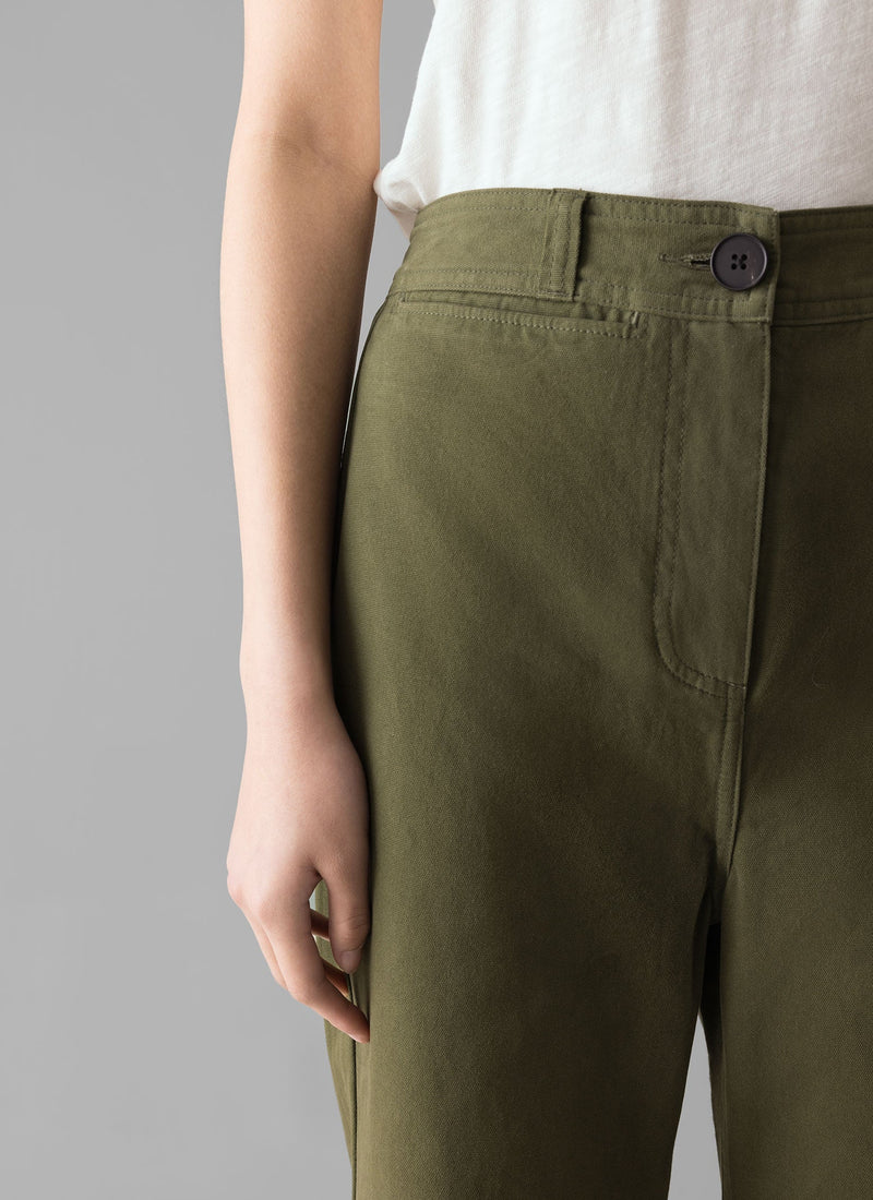 Cotton Canvas Kick Flare Pants | Seaweed