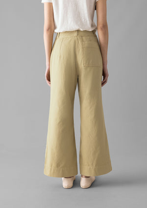 Cotton Canvas Kick Flare Pants | Shale Stone