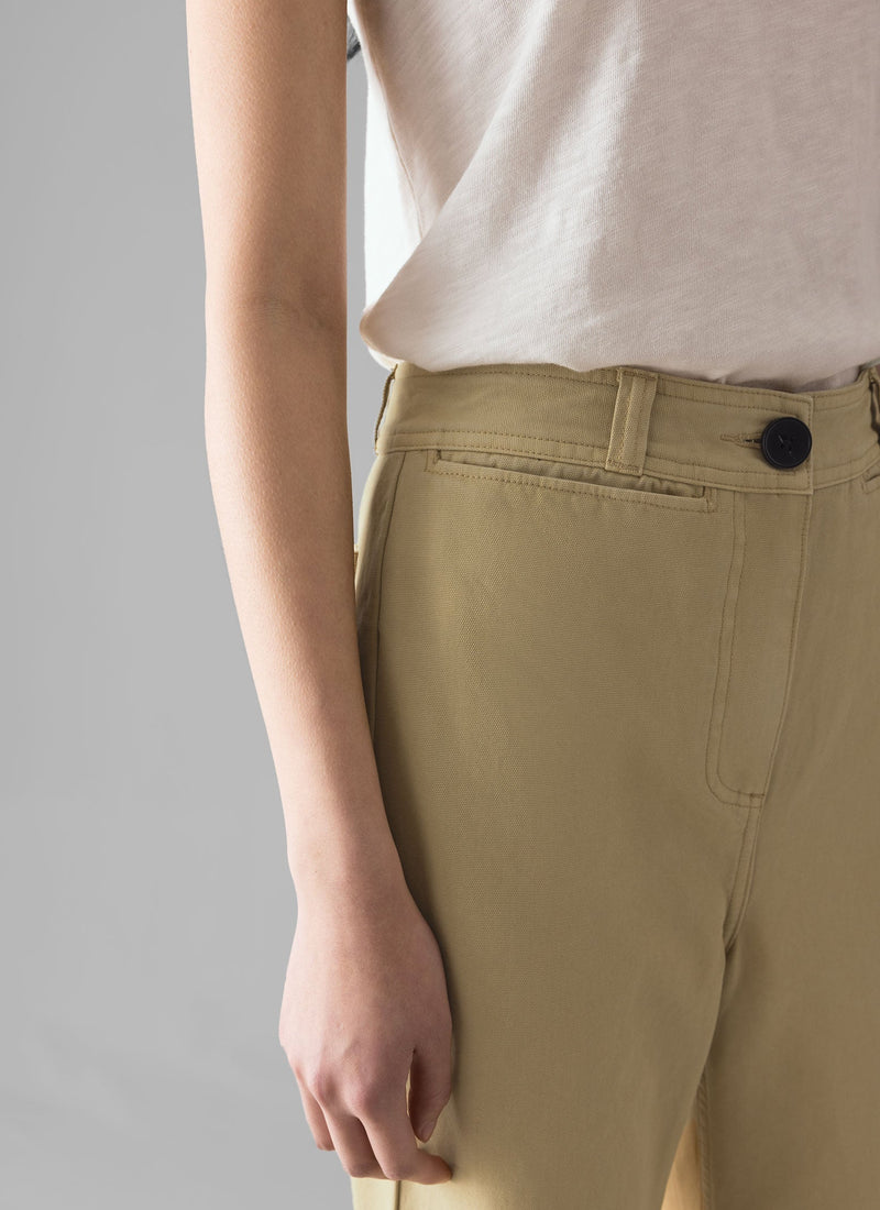 Cotton Canvas Kick Flare Pants | Shale Stone