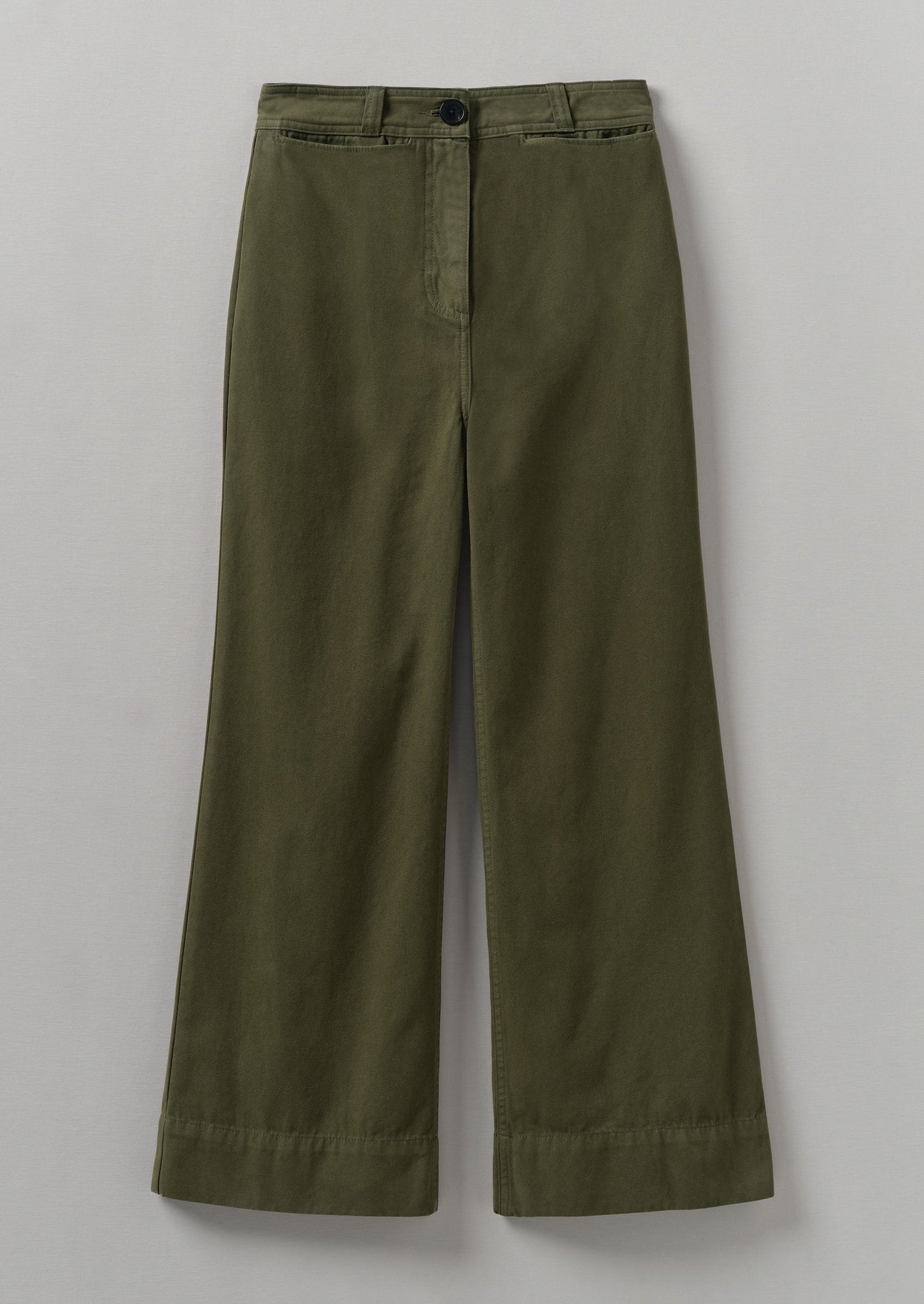 Cotton Canvas Kick Flare Pants | Seaweed