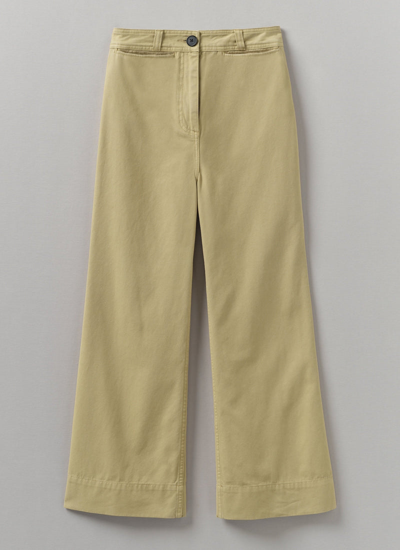 Cotton Canvas Kick Flare Pants | Shale Stone