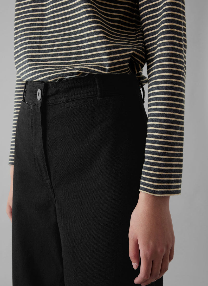 Denim Straight Leg Pants | Black